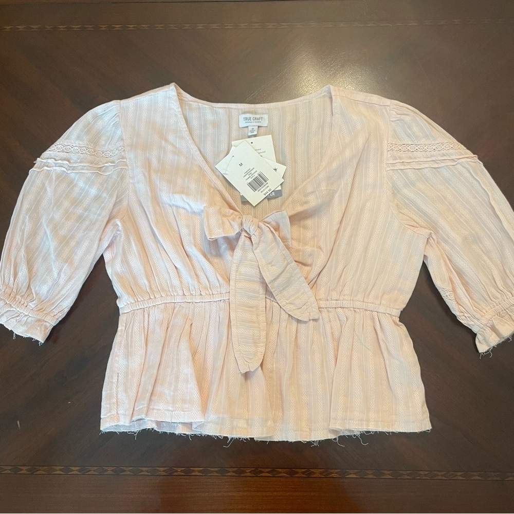 NWT True Craft Light Pink Peplum Crop Top